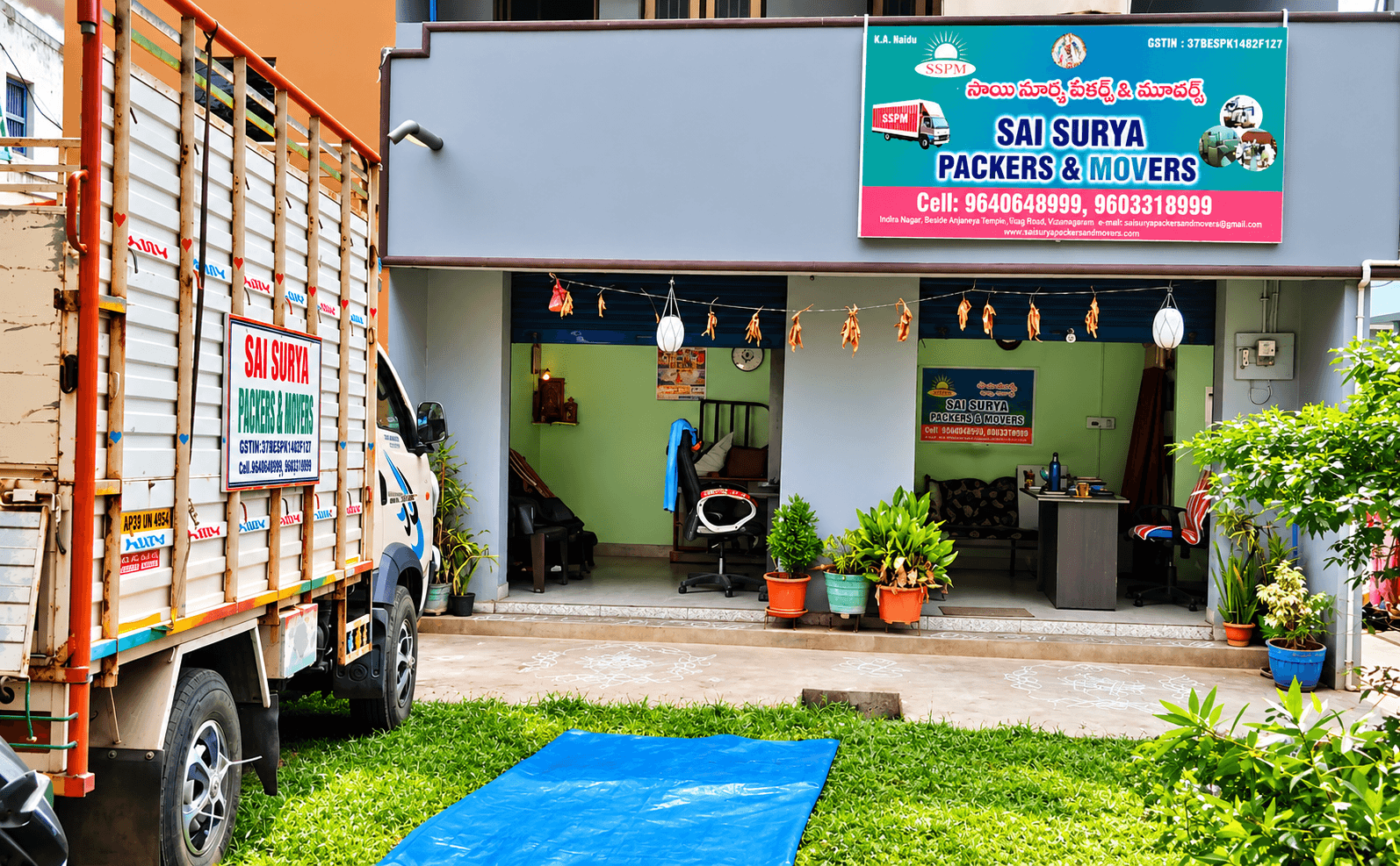 Truck outside office