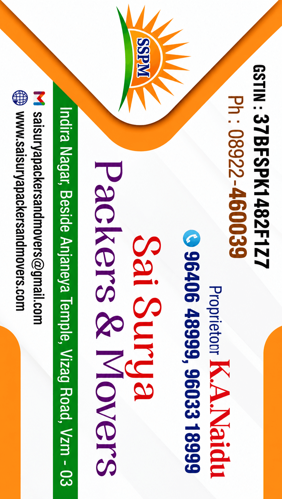 Sai Surya Packers and Movers Visiting Card