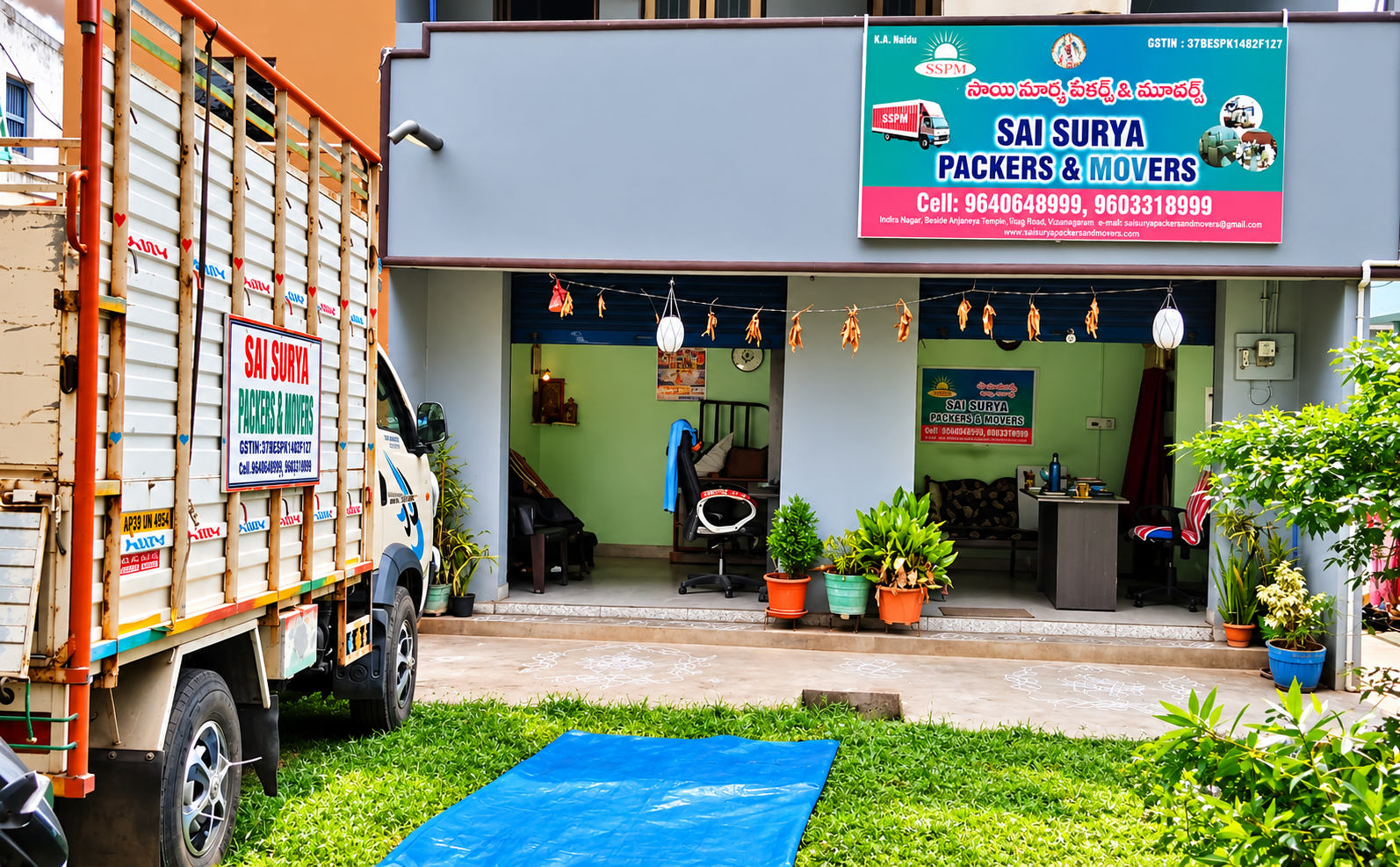 Truck outside office